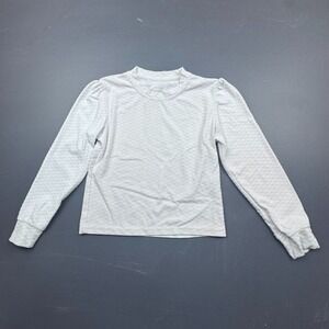 Marie Birdie Shirt Girls 10 White Textured Long Sleeve Lightweight Base Layer